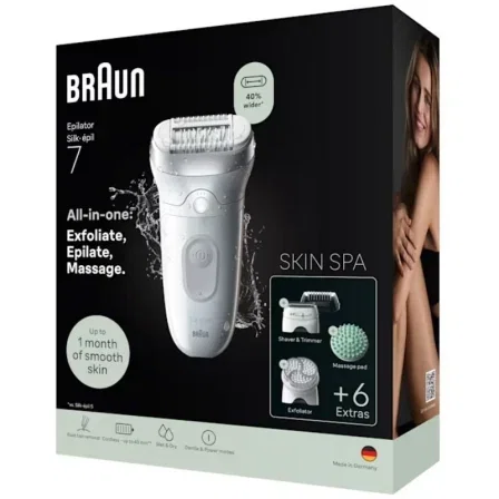 Braun Silk-épil 7 SkinSpa 7-081 Depiladora Eléctrica Recargable, 6 Accesorios, Uso en Seco y Mojado, Blanco Braun Silk-épil 7 SkinSpa 7-081 Depiladora Eléctrica Recargable, 6 Accesorios, Uso en Seco y Mojado, Blanco